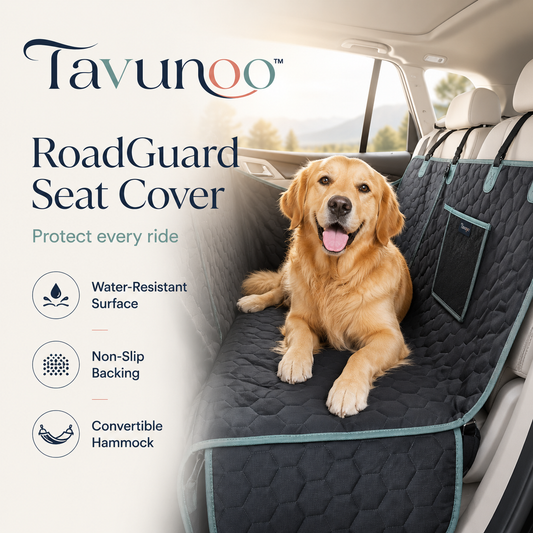 Tavunoo™ RoadGuard Waterproof Dog Car Seat Cover – Non-Slip Pet Hammock Protector for Back Seats